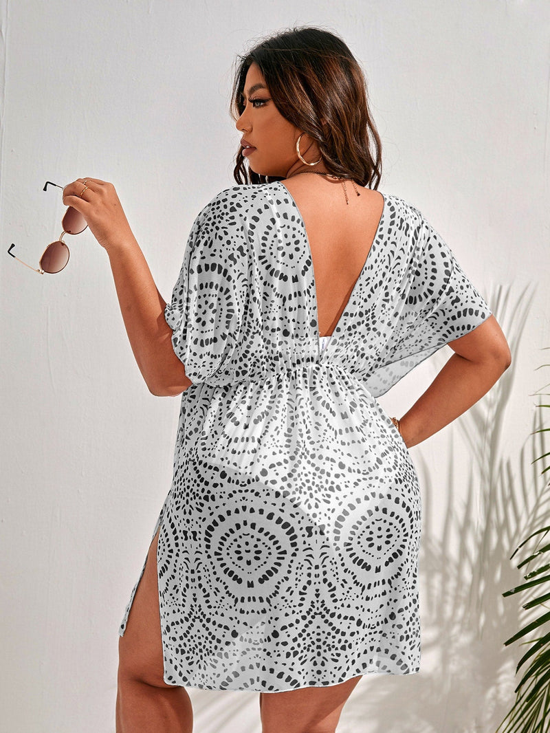 Saída Feminina De Praia Estampada Janette Plus Size E357