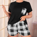 Pijama Xadrez Nathaly Feminina Plus Size Preto / G1 E414