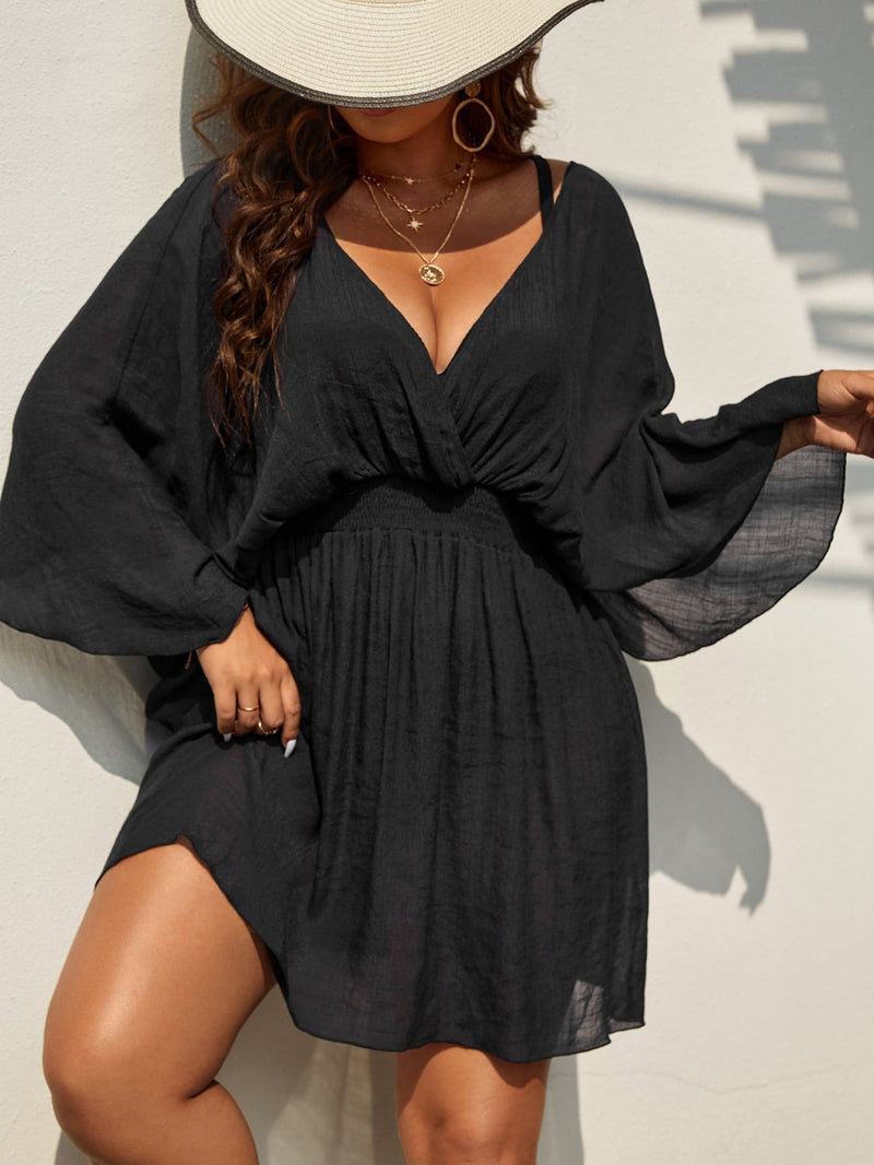 Saída De Praia Feminina Lilian Plus Size Preto / Gg E202