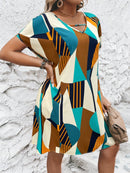 Vestido Feminino Estampa Geométrica Paula. Até G8 Plus Size