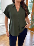 Camisa Feminina Com Botões Frontais Julia Plus Size Verde Escuro / Gg E046