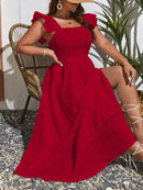 Vestido feminino com Babado e Fenda na Coxa Lateral Sophia. Plus Size