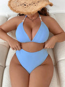 Biquíni Feminino com Textura Canelada e Detalhe com pérolas - Selena. Plus Size