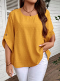 Camisa Feminina Valery Manga 3/4 Plus Size Amarelo / Gg E043