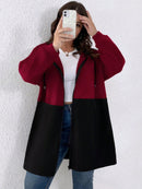 Casaco Feminino Dois Tons Com Capuz Eloá Plus Size Vinho / Gg E512