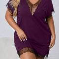 Camisola Com Detalhe Em Renda Tania Feminina Plus Size Roxo / G1 E409