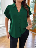 Camisa Feminina Com Botões Frontais Julia Plus Size Verde / Gg E046