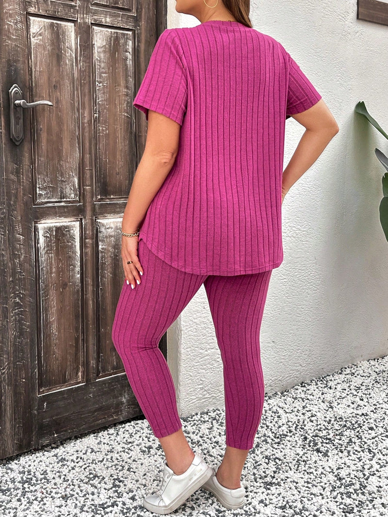 Conjunto Feminino Canelado Vania. Plus Size E579