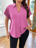 Camisa Feminina Com Botões Frontais Julia Plus Size Rosa 3 / Gg E046