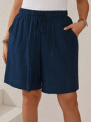 Bermuda Feminina Com Cordão Na Cintura e Bolsos Funcionais - Elise. Plus Size