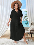 Saída De Praia Feminina Valentina Plus Size Preto / Gg E201