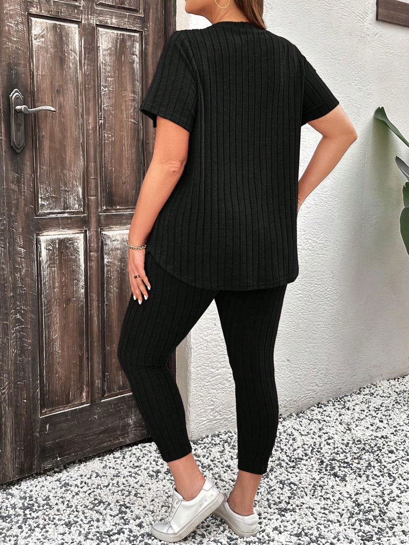 Conjunto Feminino Canelado Vania. Plus Size E579