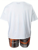 Conjunto feminino de bermuda e camiseta Katia. Plus Size