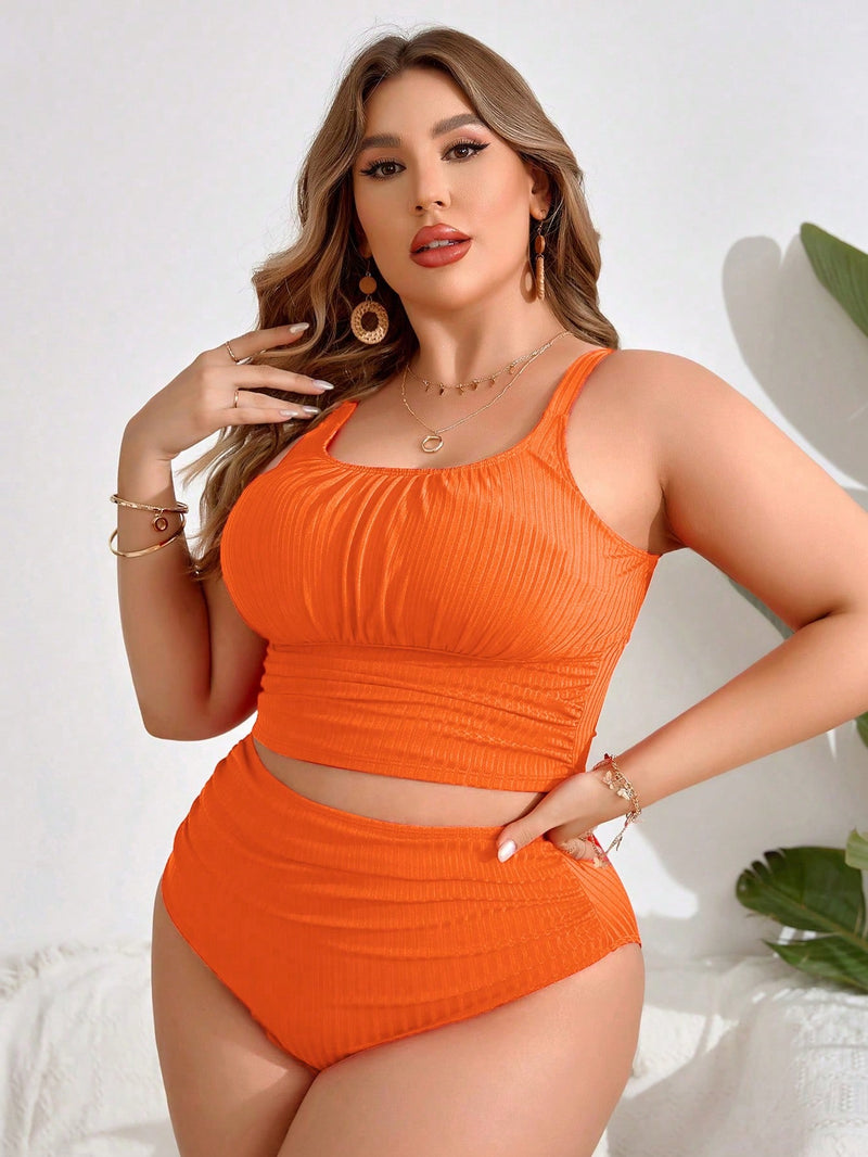 Tankini Feminino Plissado Geisiele. Plus Size