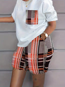 Conjunto feminino de bermuda e camiseta Katia. Plus Size