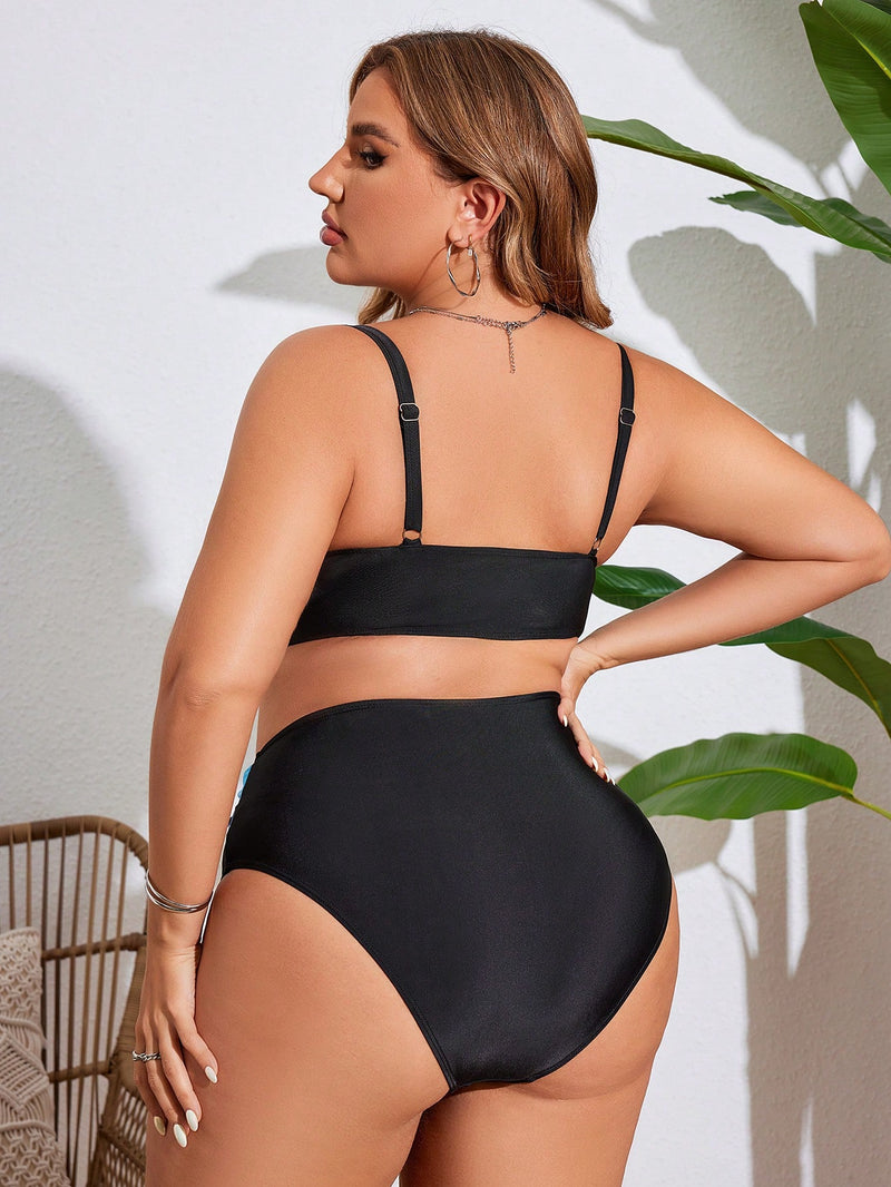 Biquíni  feminino de com design sofisticado e alças ajustáveis - Elin. Plus Size.