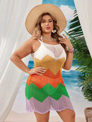 Saída de Praia Feminina Tricotada em Blocos de Cores - Helena. Plus Size