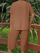 Conjunto Feminino Com Manga Curta Rayra. Plus Size E577