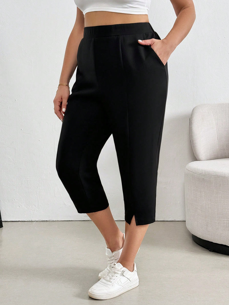 Calça feminina tipo capri com bolso lateral Fabiana. Plus Size