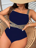 Maiô Feminino Plus Size Com Detalhe Na Cintura Alana Azul / Gg E540