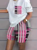 Conjunto feminino de bermuda e camiseta Katia. Plus Size