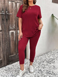 Conjunto Feminino Canelado Vania. Plus Size Vermelho / Gg E579