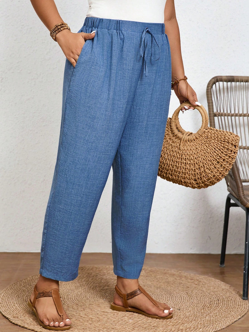 Calça Feminina com  Nó, Bolso Paula. Plus Size