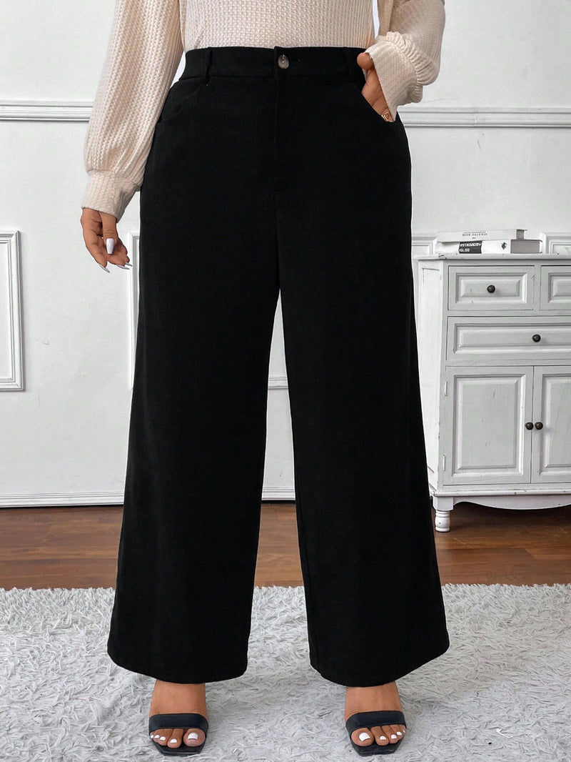 Calça feminina  Reta Larga com Bolso Renata. Plus Size