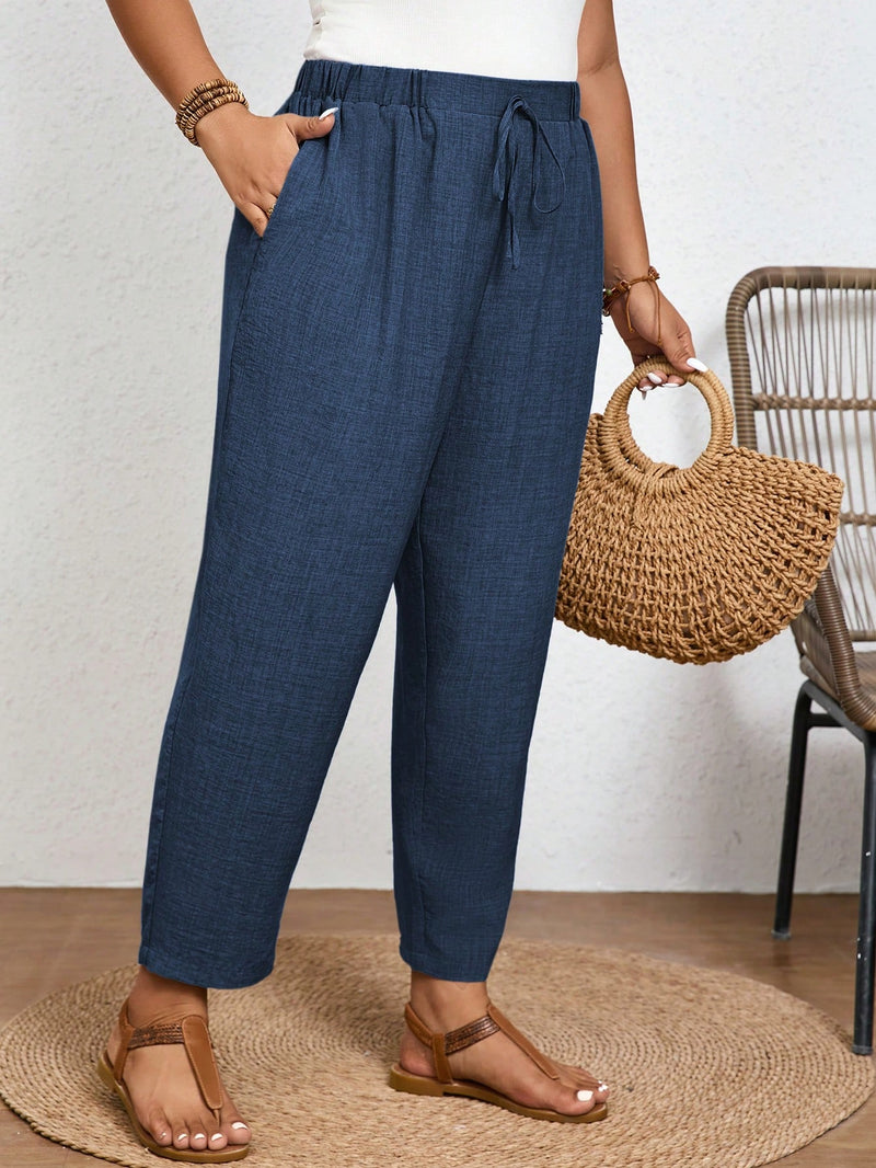 Calça Feminina com  Nó, Bolso Paula. Plus Size