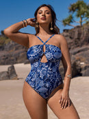 Maiô Feminino com Estampa Tropical e Decote Halter - Bianca. Plus Size