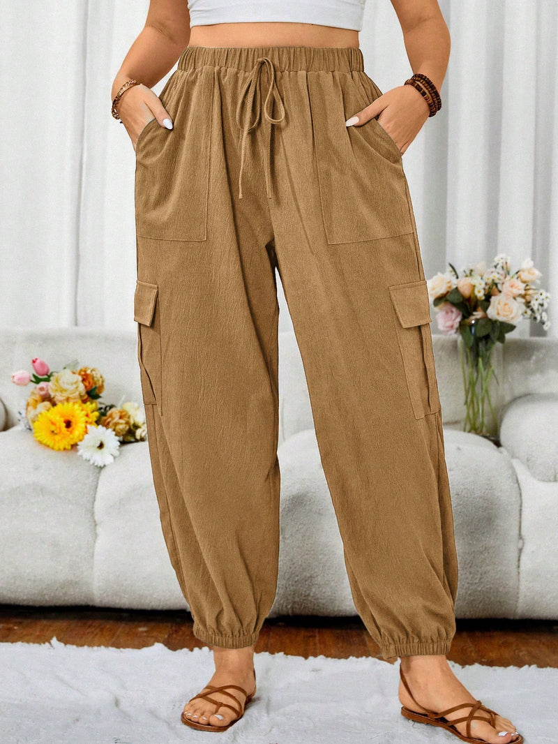 Calça feminina Tipo Jogger Com Laço Frontal Cristina. Plus Size