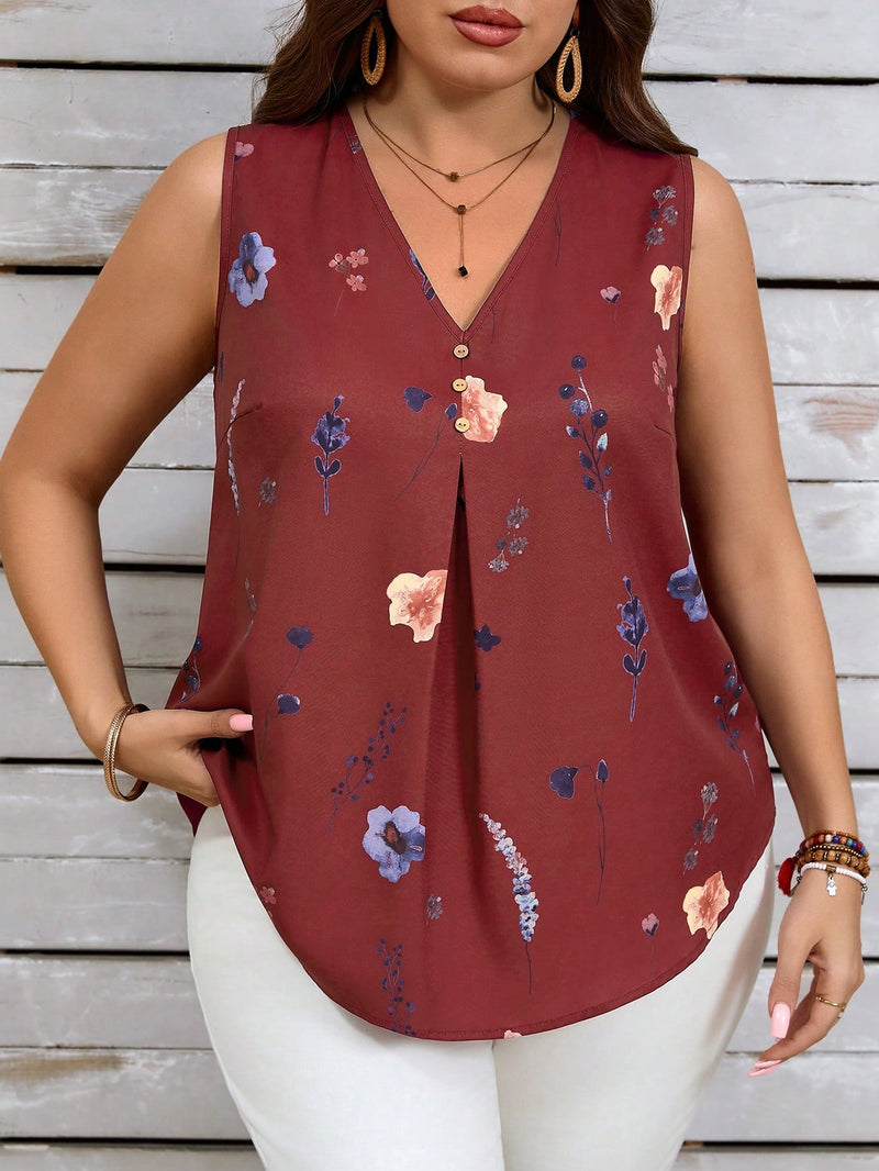 Blusa Feminina com Estampa Floral, Decote em V e Corte Casual - Emery. Plus Size