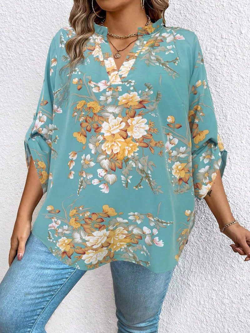 Camisa Feminina de Manga Longa Alana. Plus Size