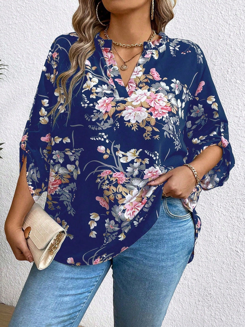 Camisa Feminina de Manga Longa Alana. Plus Size