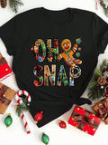 Camiseta Feminina de Natal de Manga Curta. Plus Size Até G8