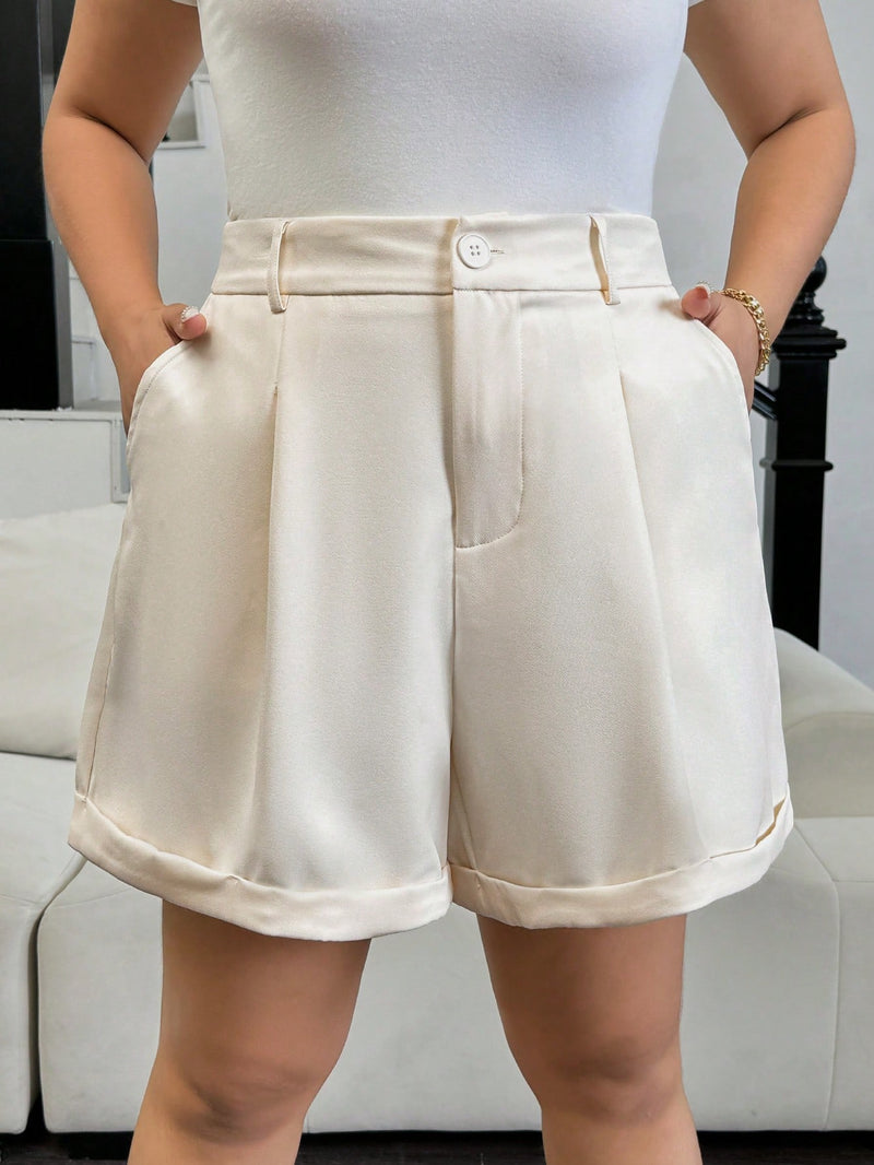 Shorts Feminino com Cintura Alta e Acabamento Elegante - Madeleine. Plus Size