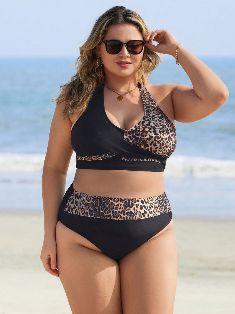 Biquíni Feminino com Estampa Animal Print e Costas nuas  - Brisna. Plus Size