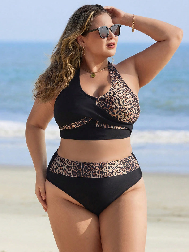 Biquíni Feminino com Estampa Animal Print e Costas nuas  - Brisna. Plus Size