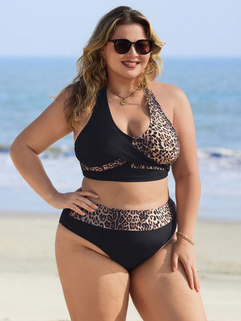 Biquíni Feminino com Estampa Animal Print e Costas nuas  - Brisna. Plus Size