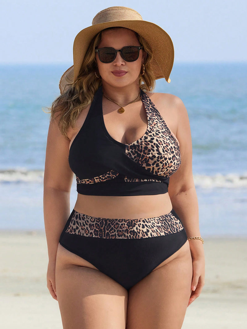 Biquíni Feminino com Estampa Animal Print e Costas nuas  - Brisna. Plus Size