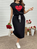 Conjunto feminino de saia com estampa animal print Halima. Plus Size