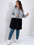 Casaco Feminino Dois Tons Com Capuz Eloá Plus Size E512