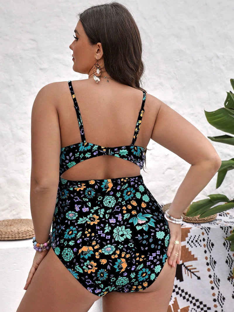 Maiô Feminino Com Estampa Florida Raiza. Plus Size E530