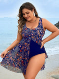 Maiô Feminino Plus Size Tipo Vestido Ophelia Azul / Gg E541