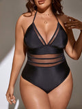 Maiô Feminino Frente Única Kamila Plus Size Preto / Gg E020