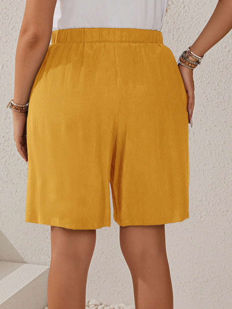 Bermuda Feminina Com Cordão Na Cintura e Bolsos Funcionais - Elise. Plus Size