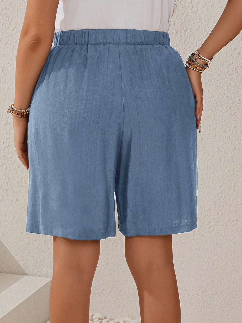 Bermuda Feminina Com Cordão Na Cintura e Bolsos Funcionais - Elise. Plus Size