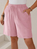 Bermuda Feminina Com Cordão Na Cintura e Bolsos Funcionais - Elise. Plus Size