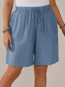 Bermuda Feminina Com Cordão Na Cintura e Bolsos Funcionais - Elise. Plus Size