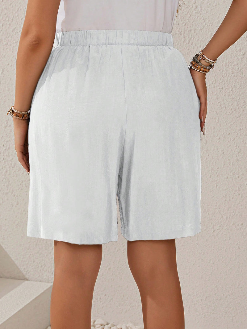 Bermuda Feminina Com Cordão Na Cintura e Bolsos Funcionais - Elise. Plus Size